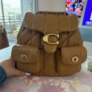 Coach Brown Quilted Backpack with Gold Hardware